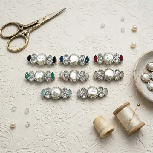 Silver Base Fancy Kundan Button