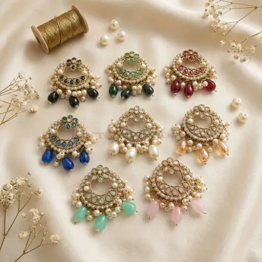Gold Base Fancy Kundan Button