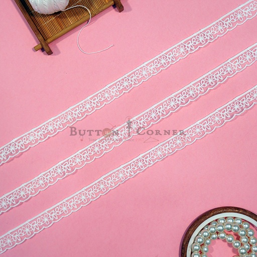 [OL154 WHITE] One Side Border Organza Lace