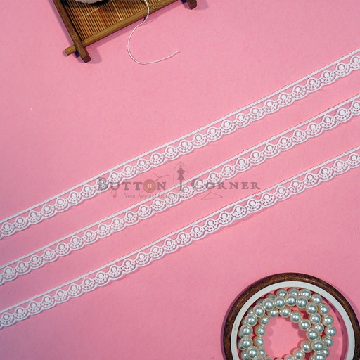 [OL157 WHITE] One Side Border Organza Lace