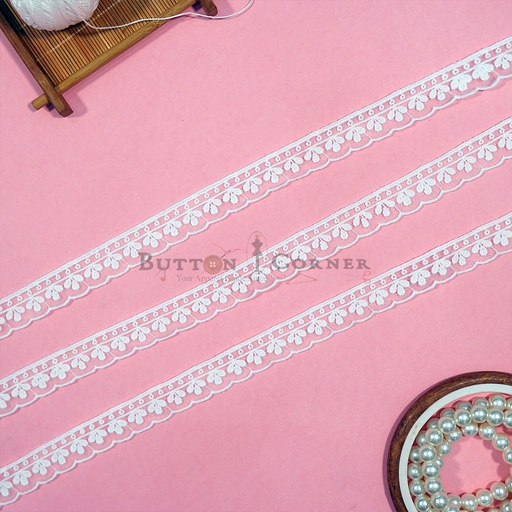 [OL158 WHITE] One Side Border Organza Lace