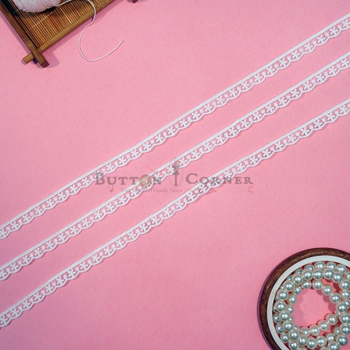 [OL160 WHITE] One Side Border Organza Lace