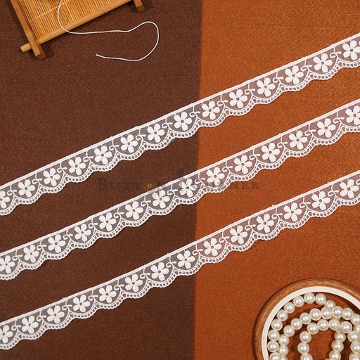 [OL161 WHITE] One Side Border Organza Lace