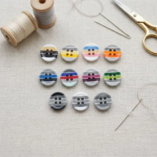 Multi Striped 4 Hole Shirt Button
