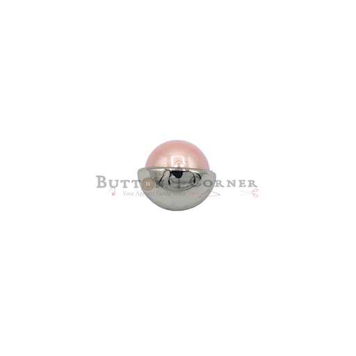 [MD425 PINK NONTOXIC WHT] Silver Plated Stud Style Pearl Metal Button