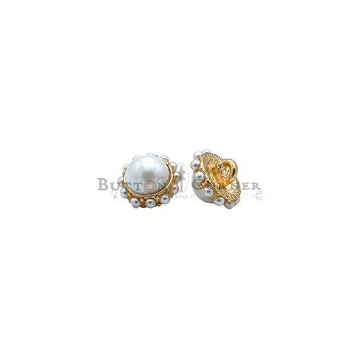 [MS1487 GOLD] Gold Plated Pearl Rim Metal Pearl Button