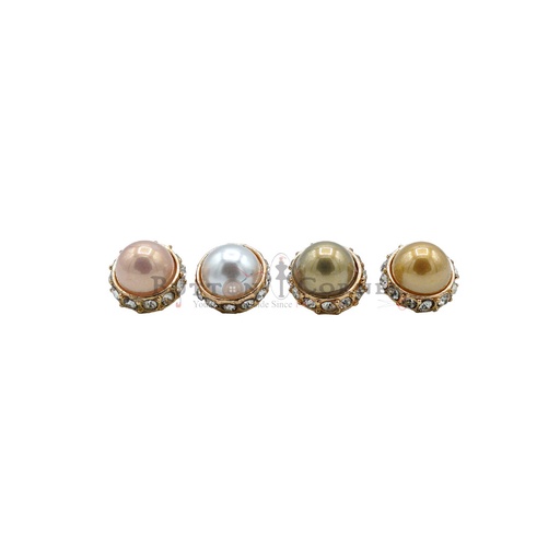 Gold Plated Crystal Rim Metal Pearl Button