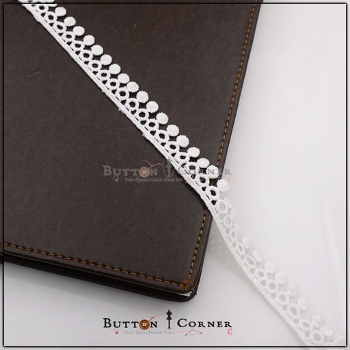 [ALN247-WHITE] One Side Border Shuttle Lace