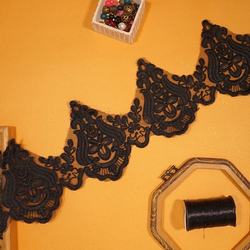 [NL15 BLACK] Net Embroidery Lace