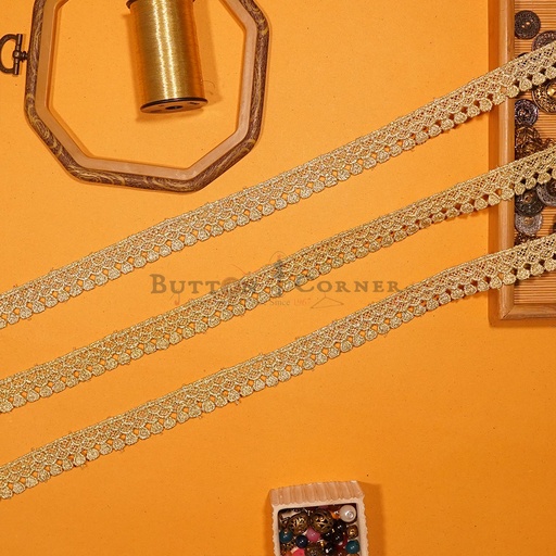 [D1611 WHITE GOLD] Zari Shuttle Lace