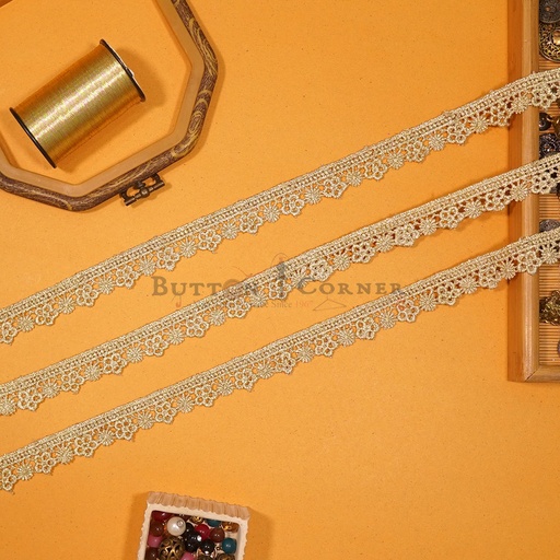 [D1612 WHITE GOLD] Zari Shuttle Lace