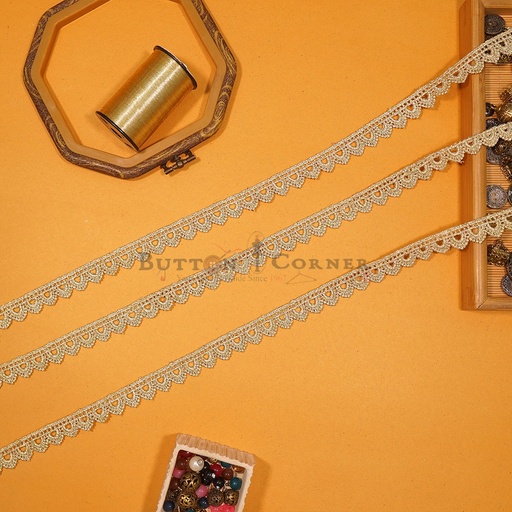 [D1614 WHITE GOLD] Zari Shuttle Lace