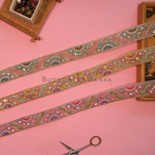 Fancy Glass Beads Sequence Lace