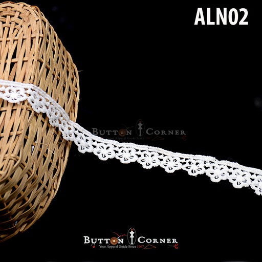 [ALN02-WHITE] One Side Border Shuttle Lace