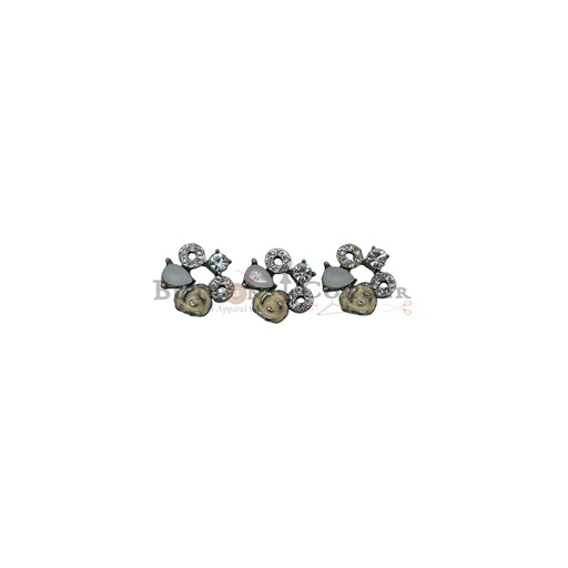 [FAAB37 OFF WHITE] Silver Base Enamel Flower Rhinestones Button