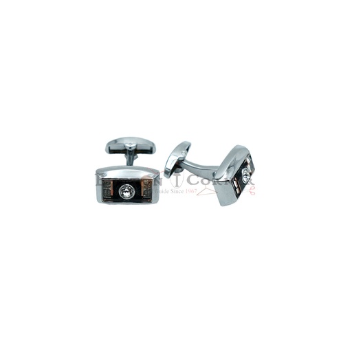 [CF180 NONTOXIC WHT] Silver Plated Gemstone Rectangular Cufflink