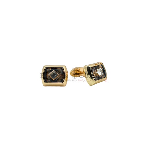 [CF180-1 GOLD] Gold Plated Gemstone Square Cufflink