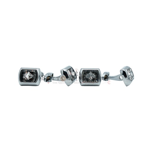 Silver Plated Gemstone Square Cufflink