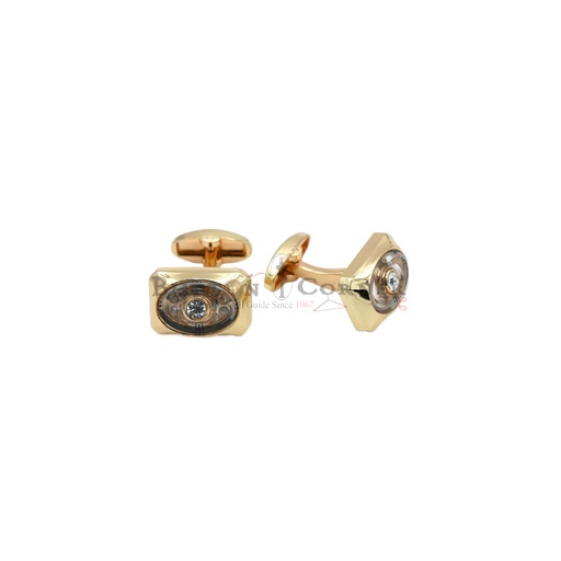 [CF180-2 GOLD] Gold Plated Gemstone Rectangular Cufflink