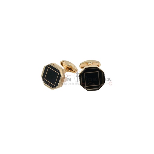 [CF360-4 BLACK GOLD] Black Onyx Hexagon Cufflink