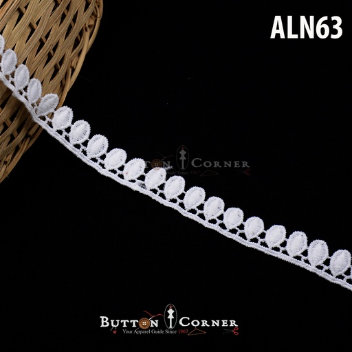 [ALN63 WHITE] One Side Border Shuttle Lace