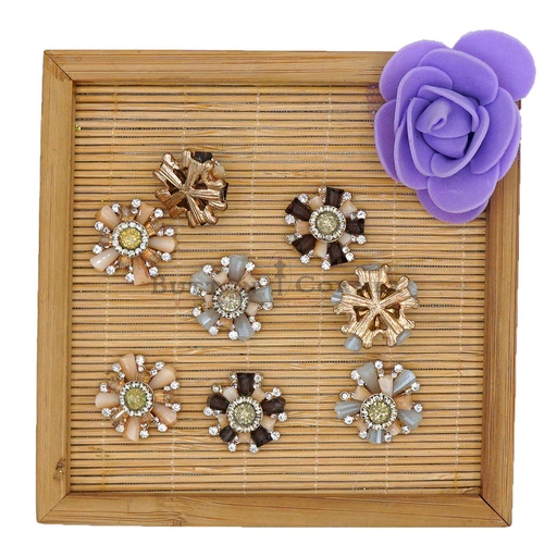 Copper Base Flower Rhinestone Button