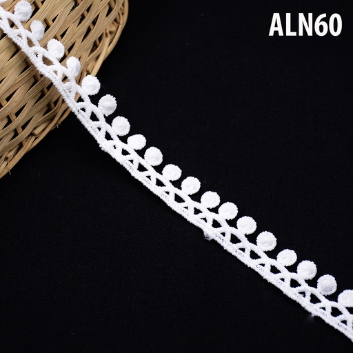 [ALN60-WHITE] One Side Border Shuttle Lace