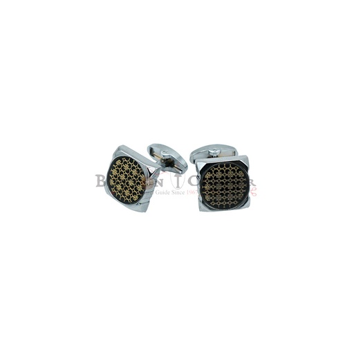 [CF360-15 NONTOXIC WHT] Stylish Circle Wedged Square Cufflink