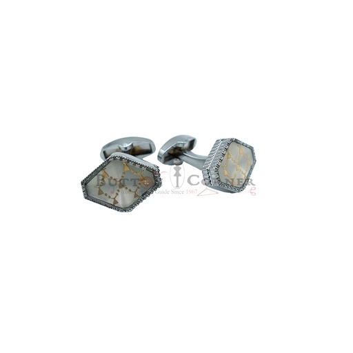 [CF360-16 NONTOXIC WHT] Elegant Design Rhombus Cufflink