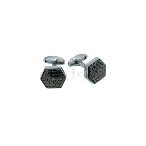 [CF540 BLK NONTOXIC WHT] Honeycomb Design Hexagonal Cufflink