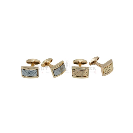Gold Plated Quilted Rectangle Cufflink