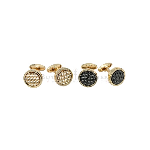 Gold Plated Textured Surface Round Cufflink