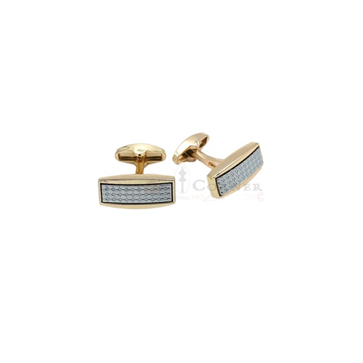 [CF540-6 NONTOXIC WHT] Gold Plated Dotted Design Rectangle Cufflink