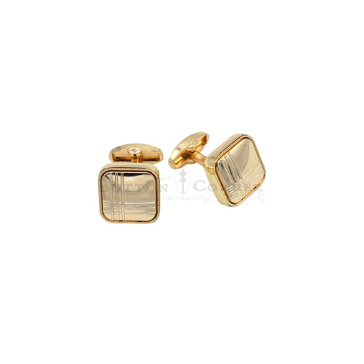 [CF540-7 GOLD] Check Pattern Trendy Square Cufflink