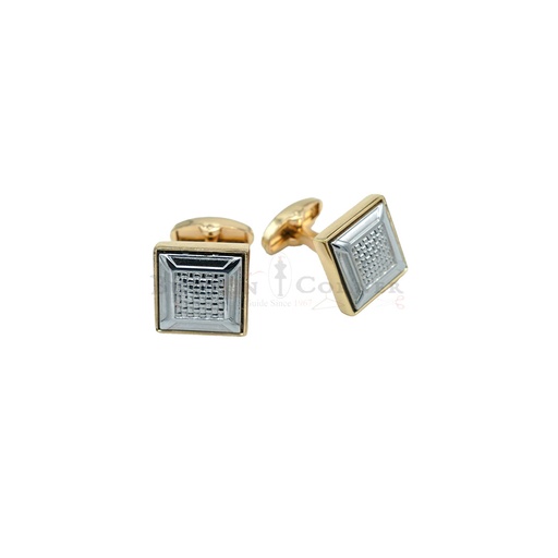 [CF540-10 NONTOXIC WHT] Gold Plated Textured Design Square Cufflink