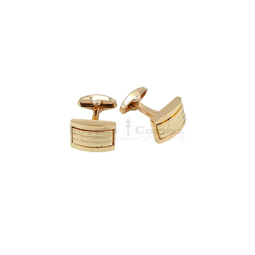 [CF540-11 GOLD] Four Striped Trendy Square Cufflink