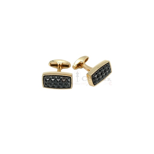 [CF540-12 NONTOXIC GUN BLK] Textured Design Rectangular Cufflink
