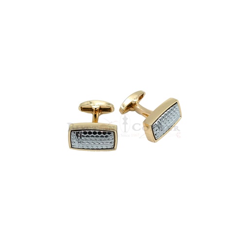 [CF540-2 NONTOXIC WHT] Gold Plated Honeycomb Design Cufflink