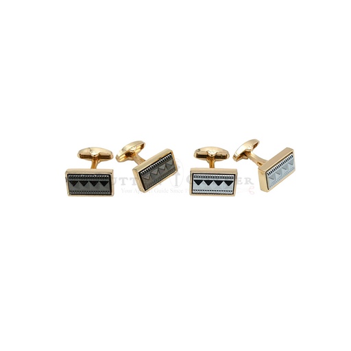 Gold Plated Geometric Pattern Cufflink