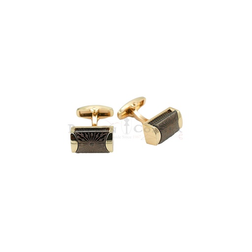 [CF540-15 GOLD] Sunbrust Design Trendy Rectangle Cufflink