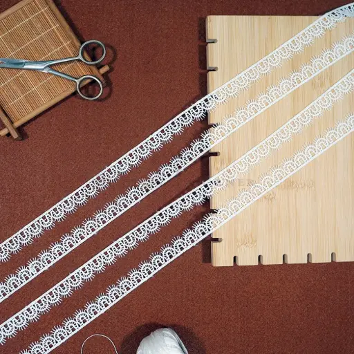 [ALN210/17832-1 WHITE] One Side Border Shuttle Lace