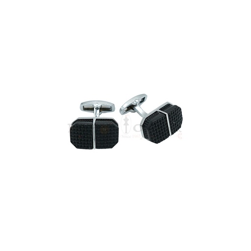 [CF540-27 NONTOXIC WHT] Silver Plated Textured Face Cufflink