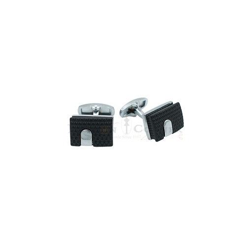 [CF540-29 NONTOXIC WHT] Silver Plated Textured Square Cufflink