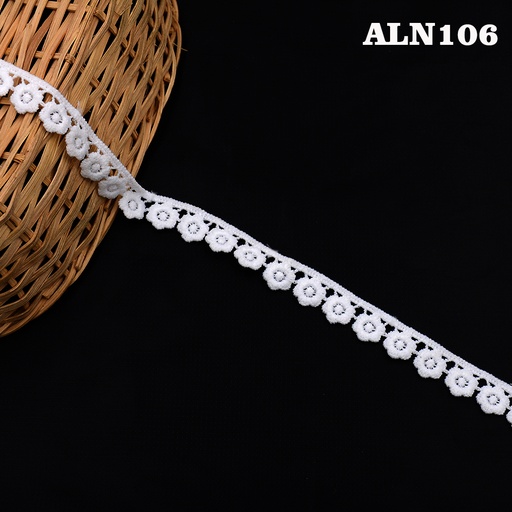 [ALN106-WHITE] One Side Border Shuttle Lace