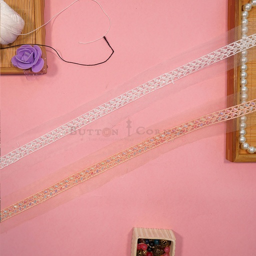Fancy Glass Beads Sequence Lace
