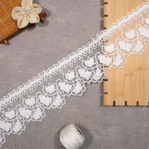 [AG-121 WHITE] One Side Border Net Lace