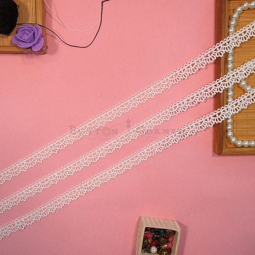 [AG-125 WHITE] One Side Border Shuttle Lace