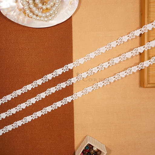 [A6778/30970-1 WHITE] Flower Design Shuttle Lace