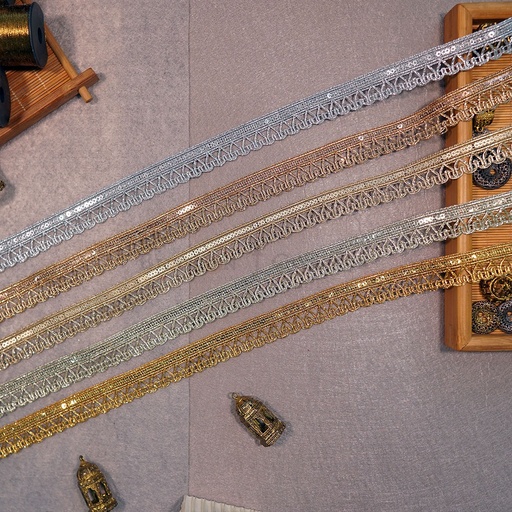 Fancy Metallic Yarn Sequence Lace