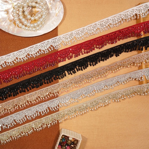 Fancy Glass Beads Sequence Lace